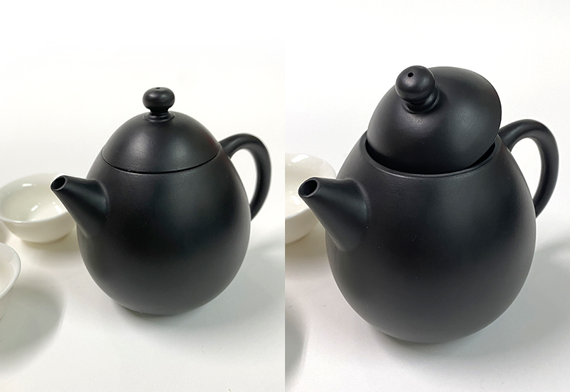 夾碳黑陶龍蛋壺組